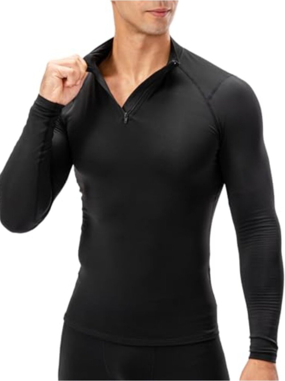 Mens Quarter Zip Thermal Compression Shirt Fleece Lined Long Sleeve Base Layer